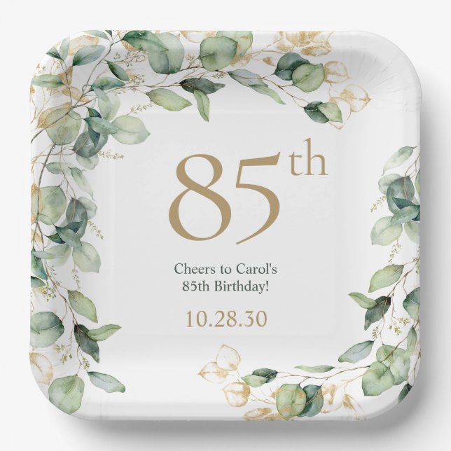 Assiettes En Carton Eucalyptus pour les 85 ans (Recto)