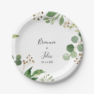 Assiettes En Carton Eucalyptus Simple Brown Mariage  Gâteau