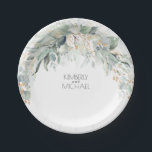 Assiettes En Carton Eucalyptus Verdure Aquarelle Mariage d'été<br><div class="desc">Plaques mariages vertes</div>