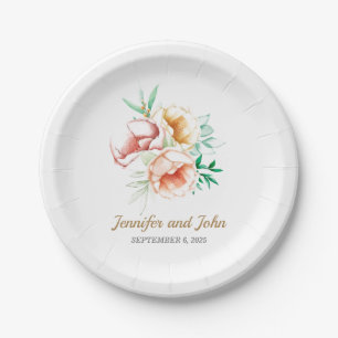 Assiettes En Carton Eucalyptus Vert feuillage Mariage d'aquarelle