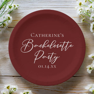 Assiettes En Carton Événement Burgundy Chic de l'Enterrement de Vie de