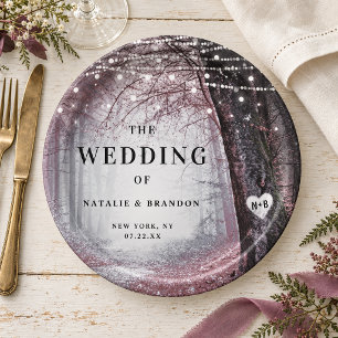 Assiettes En Carton Evermore Forêt de Fées Enchantée Mariage Mauve
