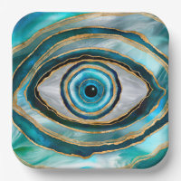Evil Eye Amulet Aquarelle marbres et or