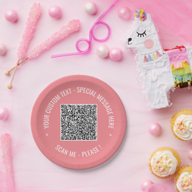 Assiettes En Carton Exemple de plaques de papier de code QR avec du te (Fête)