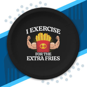 Assiettes En Carton Exercice Extra Fries - Drôle Exercice Fitness Meme