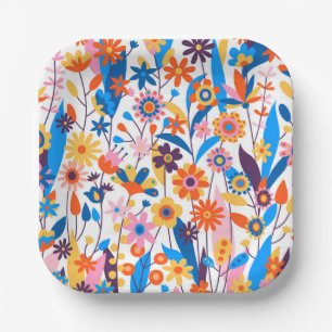 Assiettes En Carton Exotique multicolore Floral Arrière - plan-32939