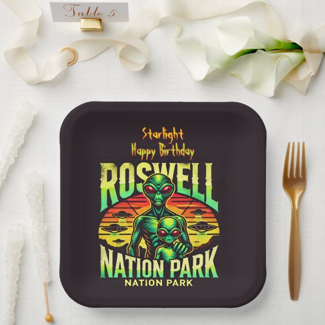 Assiettes En Carton Explorez UFO Lore à Roswell! (Mariage)