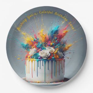 Assiettes En Carton Explosion de joie - Joyeux gâteau d'anniversaire