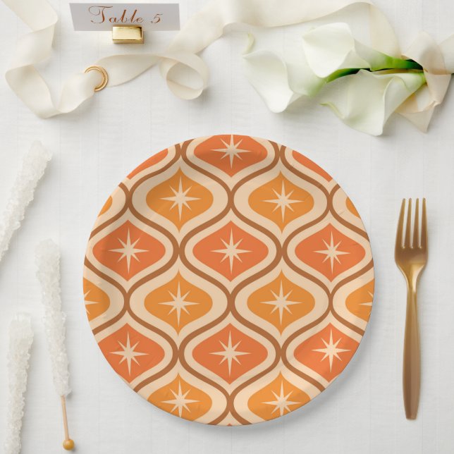 Assiettes En Carton Explosion d'étoiles atomiques de milieu de siècle  (Mariage)