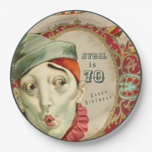 Assiettes En Carton Expressions de clown vintage pour anniversaire