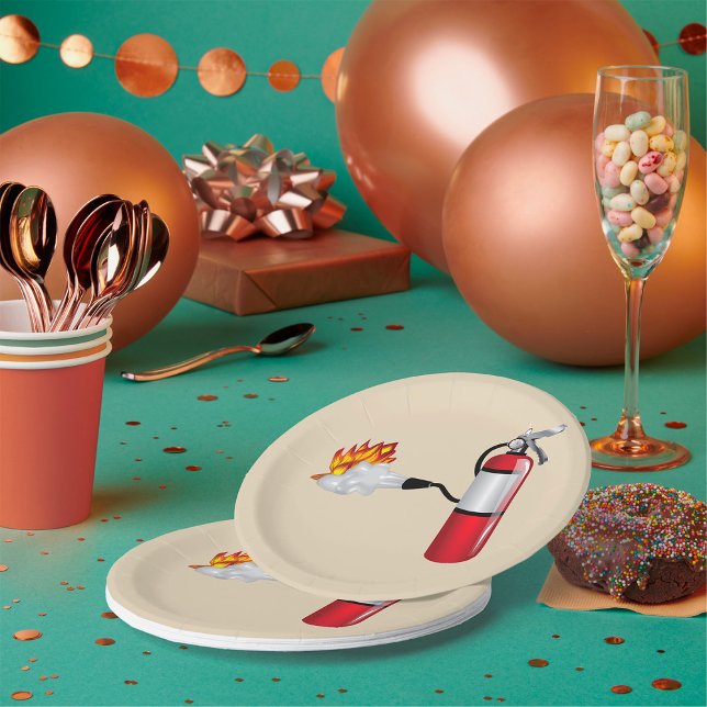 Assiettes En Carton Extincteur d'incendie Déplacer les plaques de papi (Créateur téléchargé)