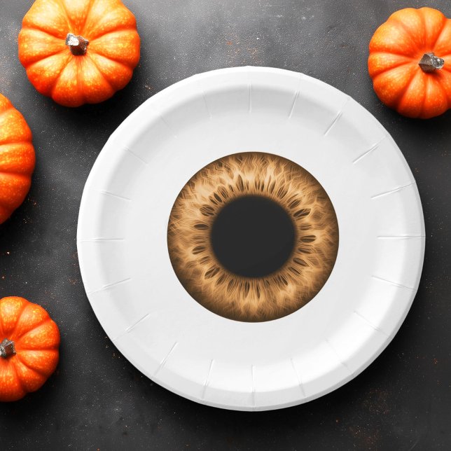 Assiettes En Carton Eyeball brun iris oeil drôle blague de farce Hallo (Eyeball brown iris eye funny prank joke Halloween Paper Plates)