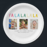 Assiettes En Carton Fa La La Christmas 3 Photo Collage Cute Pastel<br><div class="desc">"Fa La La" en typographie pastel colorée Plaques de papier de Noël avec 3 photo collage.</div>