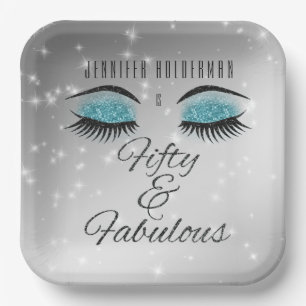 Assiettes En Carton Fabuleux 50 Black Aqua Glam Eyes Plaques de papier