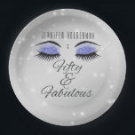Assiettes En Carton Fabuleux 50 Black Periwinkle Glam Eyes Plaque papi<br><div class="desc">Célébrez l'anniversaire du cinquantième anniversaire avec cette élégante et glamour plaque de papier rond noir et périwinkle fête d'anniversaire. Orné d'yeux rayés bleus perruqueux et d'éclats de losange. Personnalisez-le avec un nom. Créé par Simply Farmhouse Press sur Zazzle.</div>