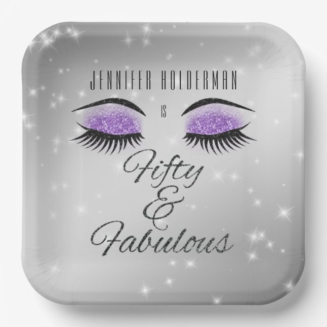 Assiettes En Carton Fabuleux 50 Plaques en papier de verre violet noir (Recto)