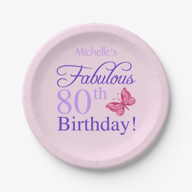 Assiettes En Carton Fabuleux 80e anniversaire pour les femmes (Devant)