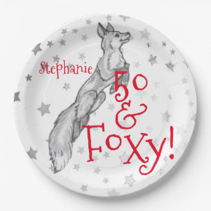 Assiettes En Carton Fabuleux Foxy 50e anniversaire Black White Renard