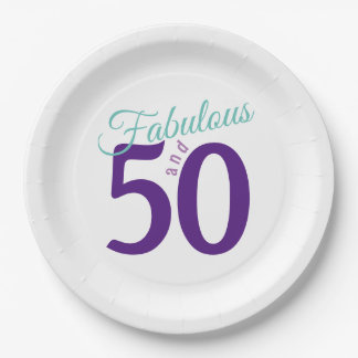 Assiettes En Carton Fabulous Purple Turquoise Simple moderne 50e anniv