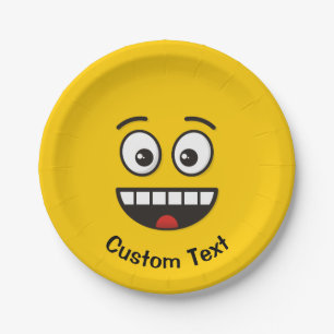 Assiettes En Carton Face souriante avec plaque de papier à bouche ouve