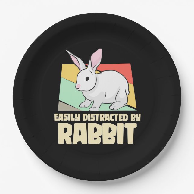 Assiettes En Carton Facilement Distrait Par Le Lapin (Devant)
