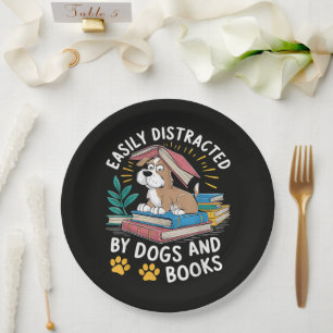 Assiettes En Carton Facilement distrait par les chiens et les livres D