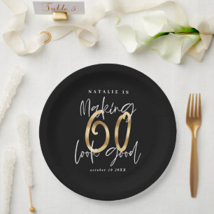 Assiettes En Carton Faire 60 belle or fête d'anniversaire