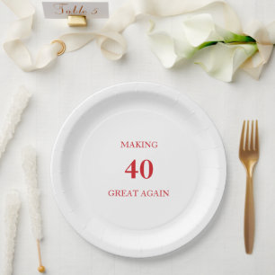 Assiettes En Carton Faire à nouveau 40 ans c'est génial Anniversaire F