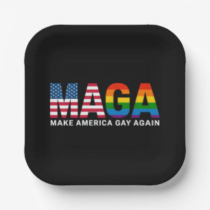 Assiettes En Carton Faire de l'Amérique Gay Again Fierté Gay 2025 LGBT