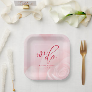Assiettes En Carton Faire-part de mariage floral rose romantique