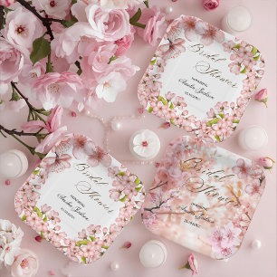 Assiettes En Carton Faire-part de Mariage Thème Fleur de Cerisier