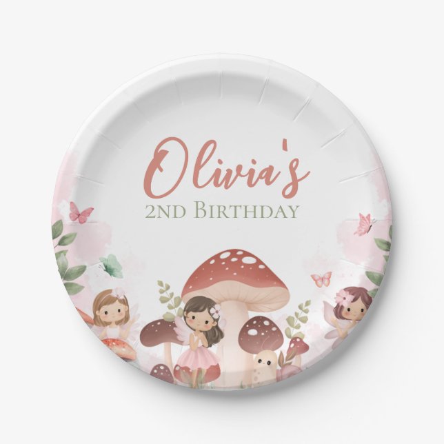 Assiettes En Carton Fairy Birthday, Enchanted Whimsical Garden Forest (Devant)