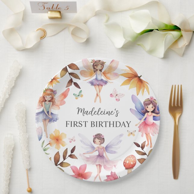 Assiettes En Carton Fairy First Magical Garden 1er anniversaire (Mariage)
