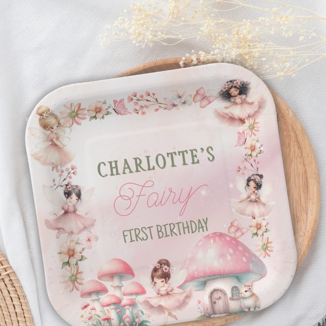 Assiettes En Carton Fairy Mushroom House Pink Birthday (Créateur téléchargé)