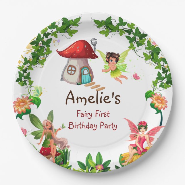 Assiettes En Carton Fairy Party Enchanted Jardin Magie Fée Anniversair (Devant)