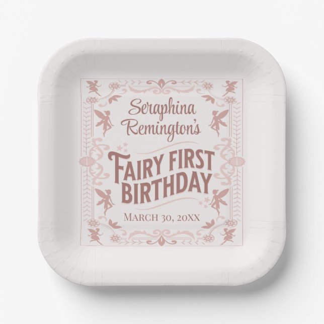 Assiettes En Carton Fairy Premier anniversaire Pink Sweet Girls Annive (Recto)