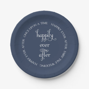Assiettes En Carton Fairy Tale Mariage Happy Navy Plaque de papier ble