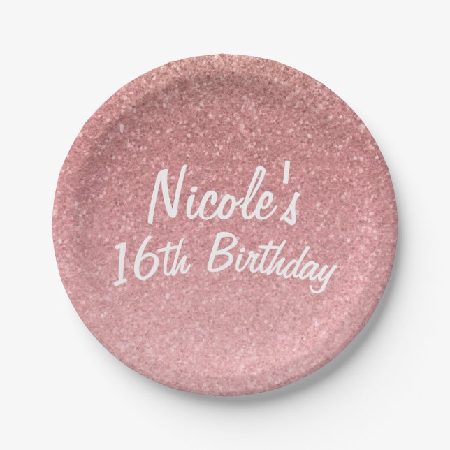 Assiettes En Carton Fairy Tale Rose Parties scintillant Douce 16 Anniv (Devant)
