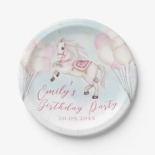 Assiettes En Carton Fairytale bébé Pony rose ballons étoiles Anniversa