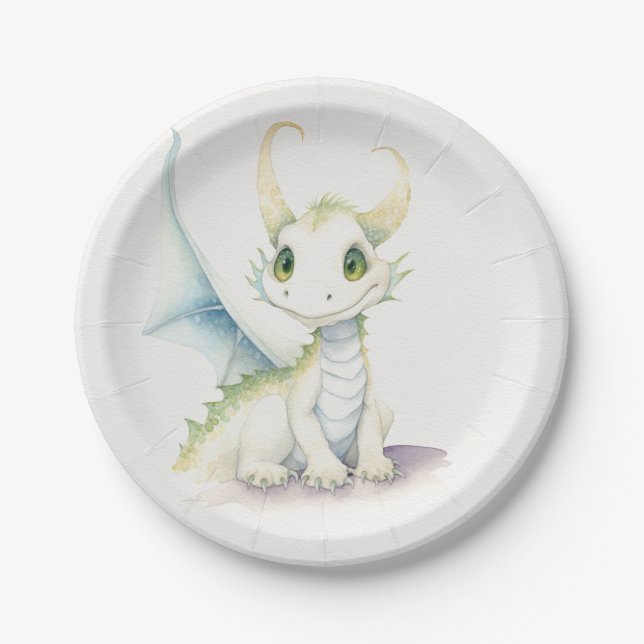 Assiettes En Carton Fairytale Cute White Dragon (Devant)