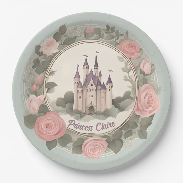 Assiettes En Carton Fairytale Floral Castle (Devant)