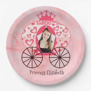 Assiettes En Carton Fairytale Royal Princess Carriage Girl Anniversair
