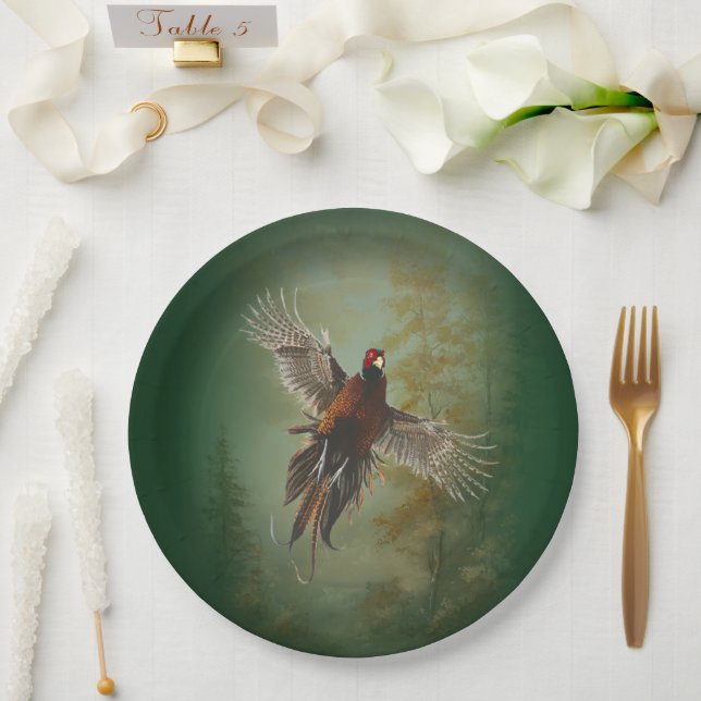 Assiettes En Carton Faisan, Chasse Royale (Mariage)