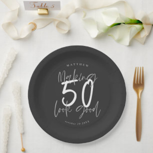 Assiettes En Carton Faisant à sembler 50 la bonne fête d'anniversair