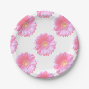 Assiettes En Carton Faisée de gerbera rose pâle