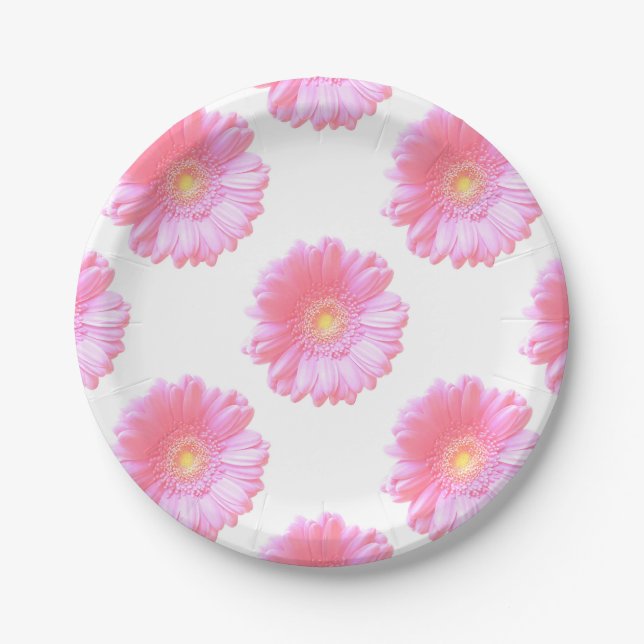Assiettes En Carton Faisée de gerbera rose pâle (Devant)