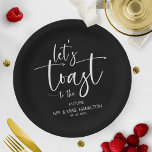 Assiettes En Carton Faisons un toast Chic Calligraphy Engagement Party<br><div class="desc">Une plaque de papier élégante de fiançailles de calligraphie. Facile à personnaliser avec vos détails. PERSONNALISATION : Si vous avez besoin de personnalisation de la conception,  veuillez me contacter par conversation ; si vous avez besoin d'informations sur votre commande,  les options d'expédition,  etc,  veuillez contacter directement Zazzle support.</div>