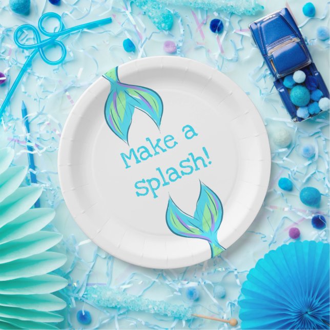 Assiettes En Carton Faites un Splash ! Bleu ciel (Fête)