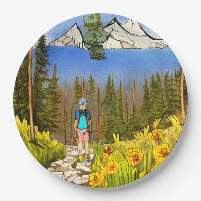 Assiettes En Carton Faites une randonnée (Devant)