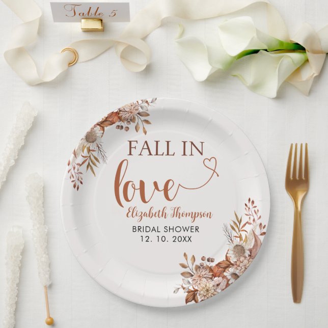 Assiettes En Carton Fall in Love Cute Fall Bridal Shower  (Mariage)